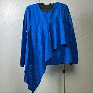 DG2 by Diane Gilman Women’s Asymmetrical Blue Long Sleeve Top Size M